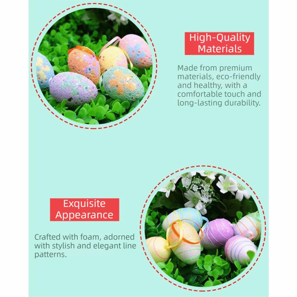 6 ks barevných plastových velikonočních vajec přívěsek simulované vejce pěnový materiál závěsné velikonoční ozdoby lehké odolné proti opotřebení