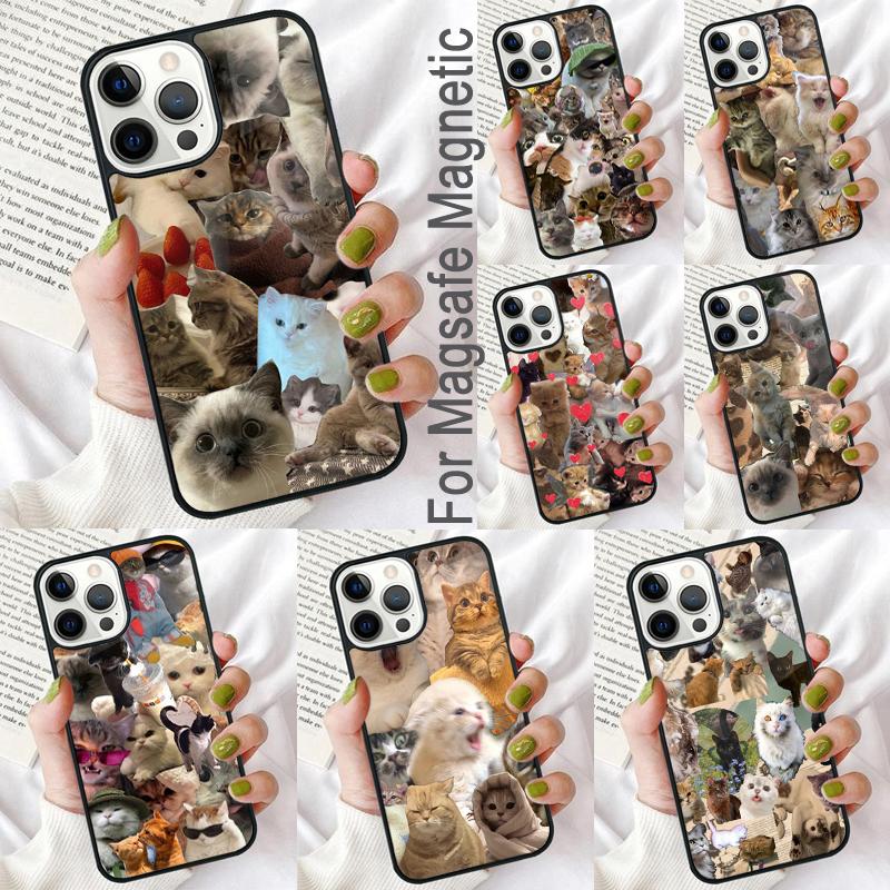 The Most Delightful Cat Soft Phone Case for iPhone 17 Air 16e Pro max 15 Pro 13 14 Plus 11 12 MagSafe Magnetic Coque