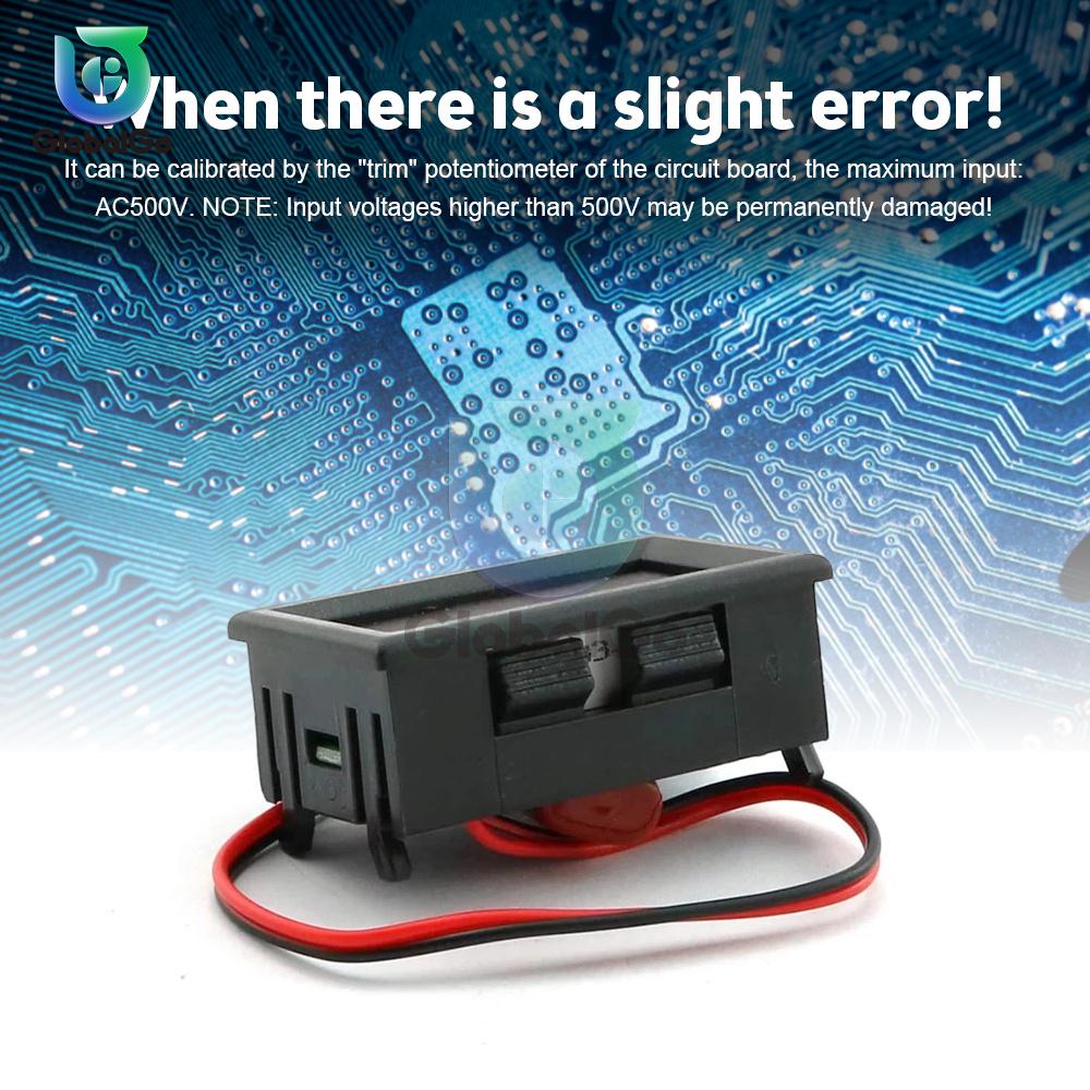 AC 30-500V 0.56inch AC Voltmeter 220V 3 Phase 380V Universal LED Digital Display Two Wire Digital Meter Red Green Blue