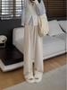 Pantaloni da donna a vita alta a gamba larga Sticky Rice - Pantaloni casual a gamba dritta a vestibilità ampia per primavera/autunno