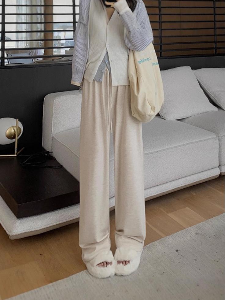 Pantaloni da donna a vita alta a gamba larga Sticky Rice - Pantaloni casual a gamba dritta a vestibilità ampia per primavera/autunno