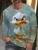 Funny 3D Chicken Print Men's Long Sleeve T-shirt New Autumn Oversized Pullover Hip Hop Punk Clothing Casual Fashion Top