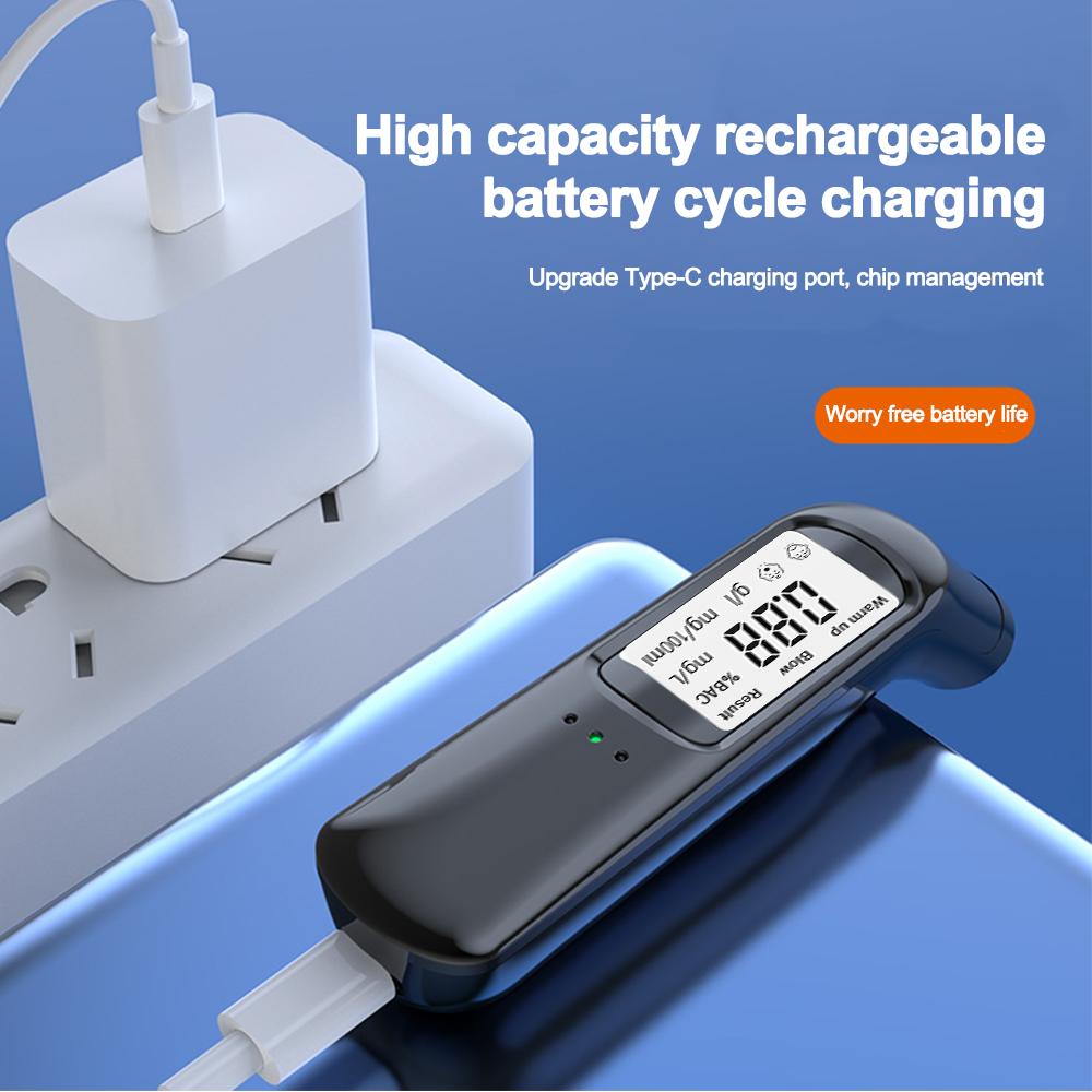 Non-Contact High-Precision Alcohol Tester Digital LCD Screen USB Rechargeable Breath Alcohol Tester Breathalyzer Analyzer For Household