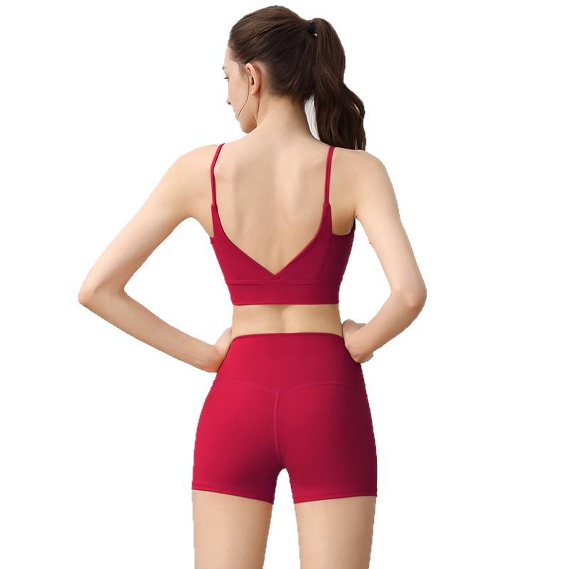 JYL Yoga Shorts Trousers Suit Fixed Cup  Quick Dry Breathable Running Fitness Shorts