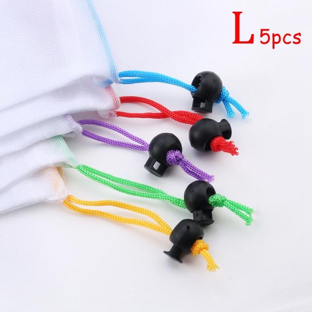 5 buc pungi reutilizabile pentru legume, fructe, plasă, pungă de plasă lavabilă, sac de depozitare a alimentelor, sac de șnur, ecologic, organizator de bucătărie