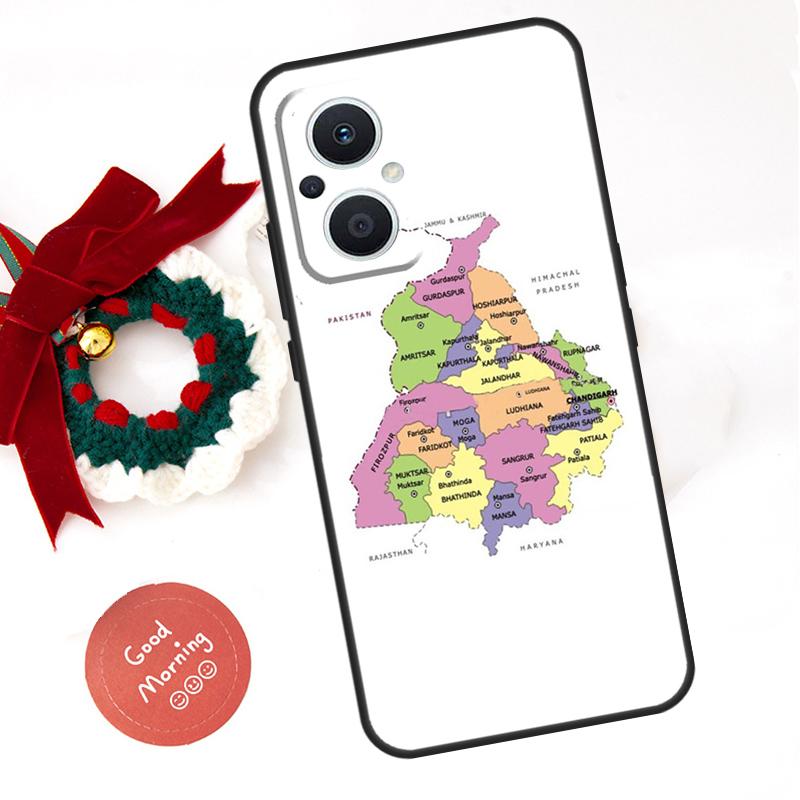 Punjab Map Outline Funda For OPPO Reno 14F 14 13 12 11 10 Pro 11F 12F 13F 7 8 Lite OPPO Find X8 X5 X9 Pro Case