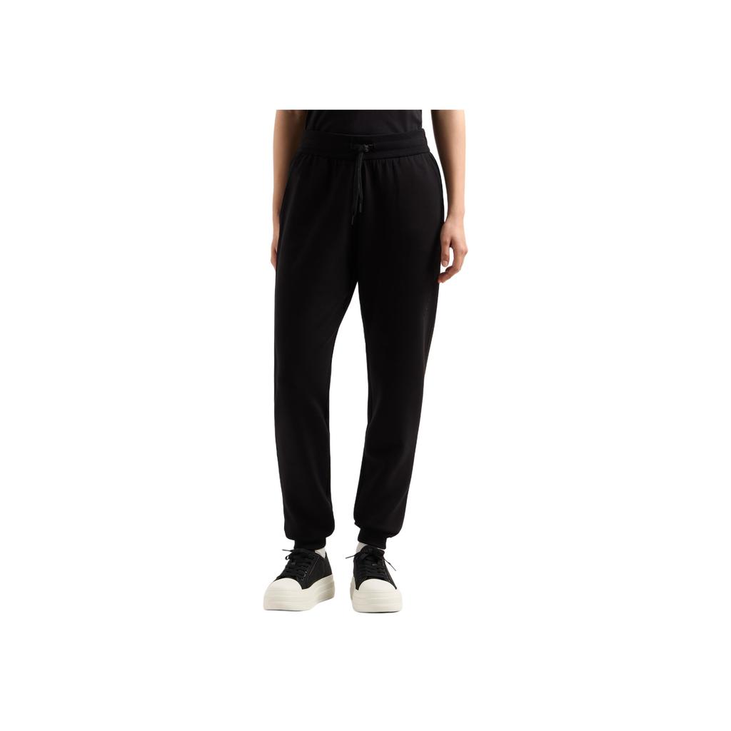 Armani Exchange Solid Color Elastic Drawstring Side Pocket Long Knit Jogging Pants Women bottoms Black XW000837-AF13397-UC001