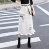 Women's Summer Denim Skirt Hole Breaking Vintage Half-body Skirt Large Size Casual Skirt Office Skirt