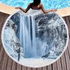 Natural Scenery Waterfall Print Round Beach Towel,Microfiber Comfortable Beach Blanket,Absorbent Quick Dry Pool Towel Picnic Mat