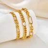 Not Rusty Chain Bracelet for Women, Statement Rhinestone Cubic Zirconia Link, 18k Gold Plated Hand Chain Wristband Jewelry