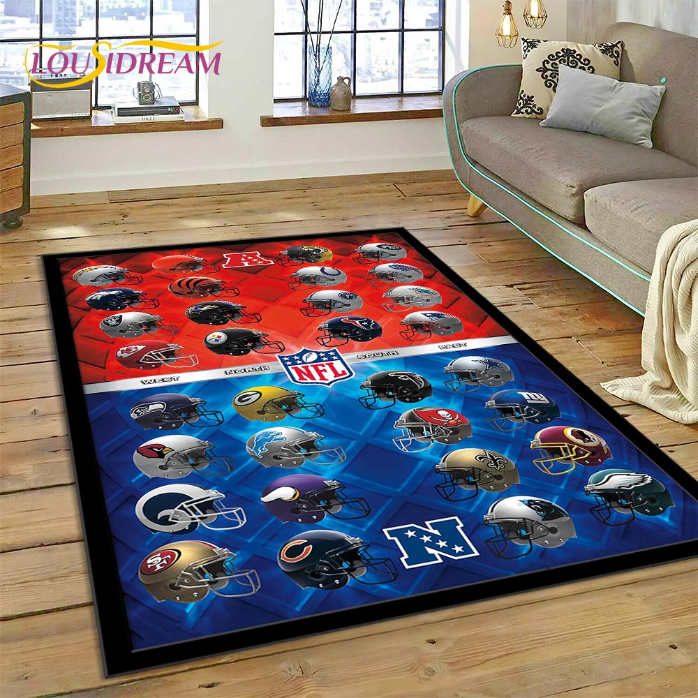 American Football N-NFL Zeichen Rugby Gamer Teppich für Wohnzimmer Schlafzimmer Dekoration, Bodenteppich rutschfeste Dekoration für Sofa Fußmatte