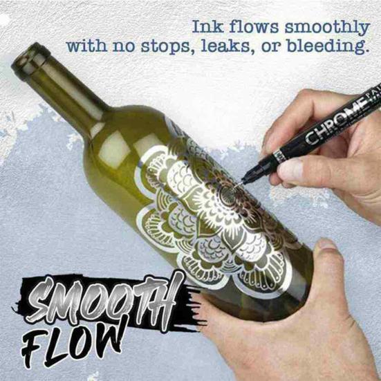 High Gloss Effects Chrome Plated Marker Pen Unique Plastic Reflective Ink Chrome Painting Pen for Glass