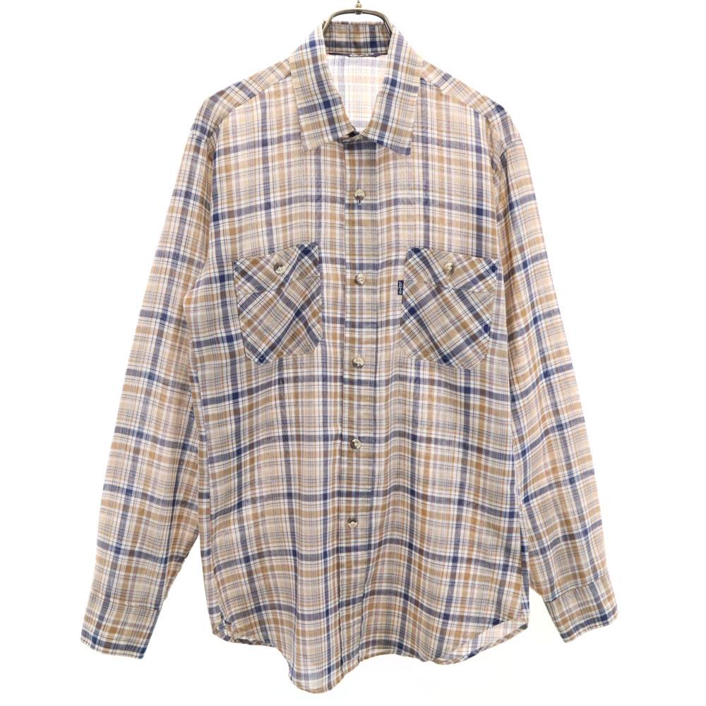 

Levi s Винтажная рубашка 70-х годов в клетку, с длинным рукавом, M, бежевая и другие, мужская, б/у