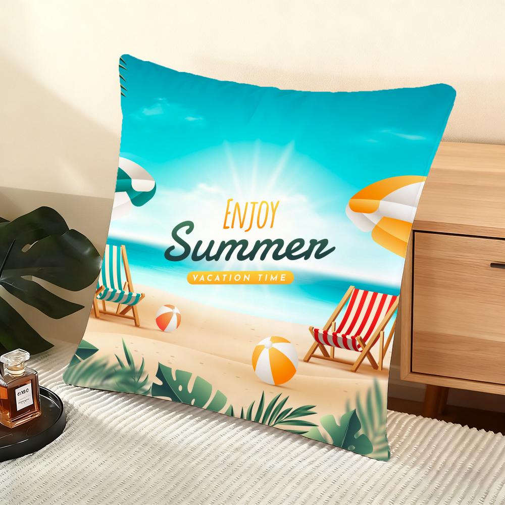 Summer Cushion Cover Soft Short Plush Pillow Cover Smooth Cozy Texture Aesthetic Cushion Case Home Decor
