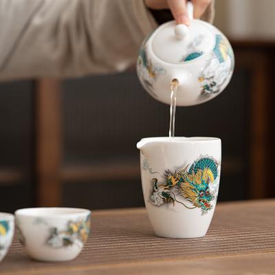 Ceramiczne filiżanki do herbaty Kungfu w stylu chińskim, miseczka do herbaty ze wzorem smoka, czarka mistrzowska, imbryk, gospodarstwo domowe, ceramiczne rękodzieło zapobiegające poparzeniom, naczynia do herbaty