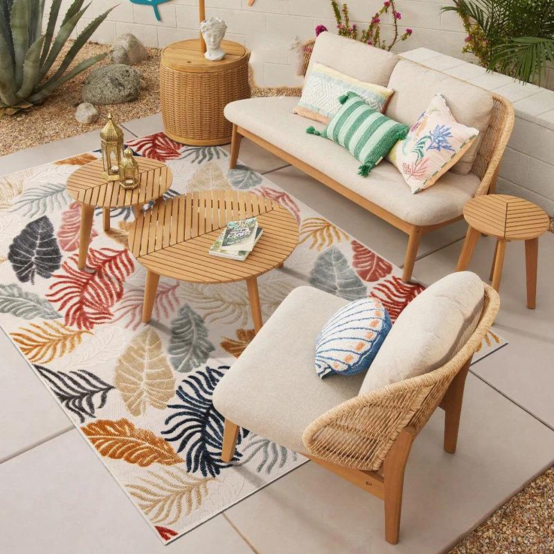 

Уличный ковер Нескользящий Машинная стирка Легко складывается Напольный коврик Ретро растительный узор Ковер большого размера Балкон Гостиная Двор 50x80cm