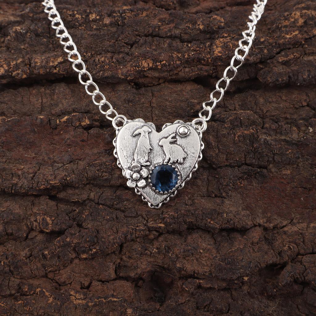 Pandantiv Topaz Albastru Londra, Bijuterii cu Piatră Prețioasă din Argint Sterling Solid 925, Pandantiv Făcut Manual, Pentru Ziua Recunoștinței