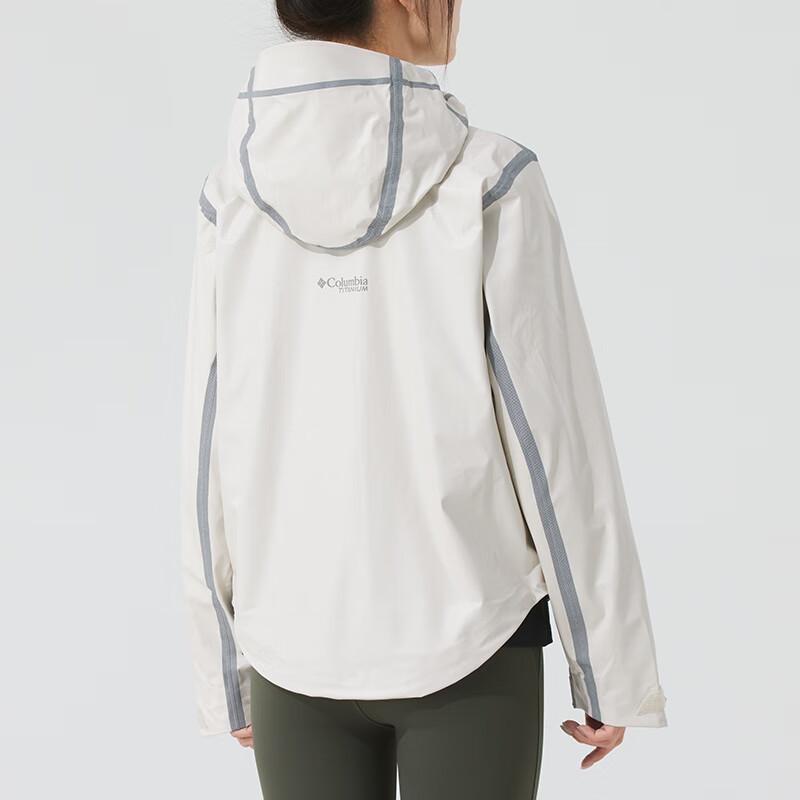 Columbia Logo Outdoor Windproof Breathable Hooded Drop Shoulder Long Sleeve Jacket Women jackets Beige WR3713-278