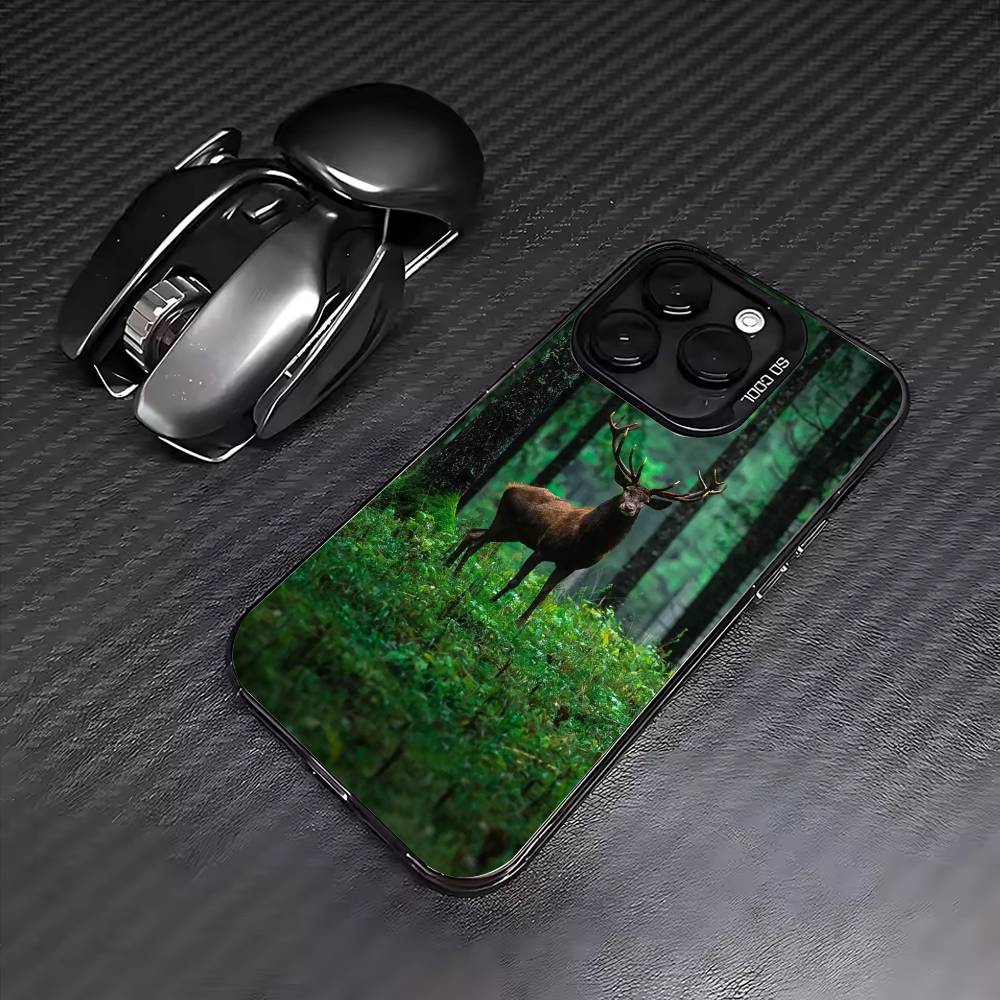 Deer Hunting Phone Case For iPhone17,16,15,14,13,12,11 Plus,Pro Max Colored Silver Plated Inside Cover