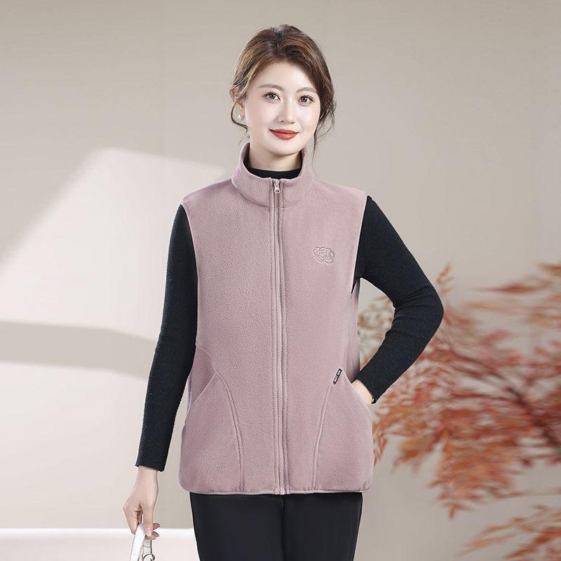 

Женский новый утолщенный теплый жилет из полар-флиса, модный и повседневный верх XL розовый