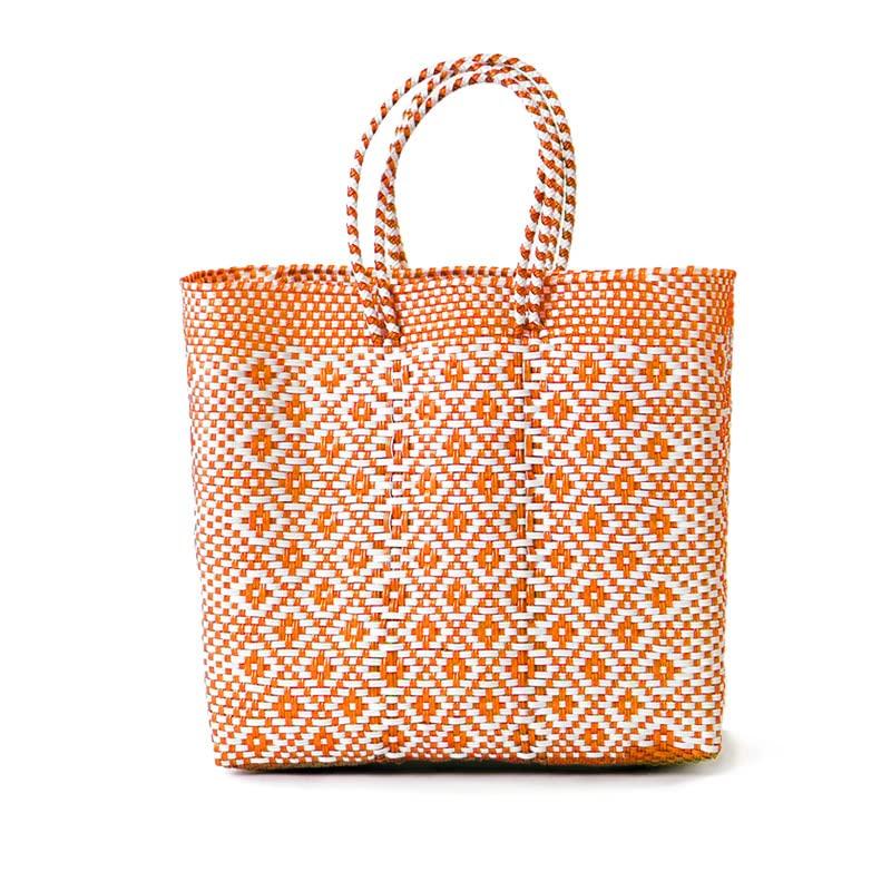 

[Letra] ROMBO - Handmade Basket Bag - Mercado Bag - OrangeWhite (M)