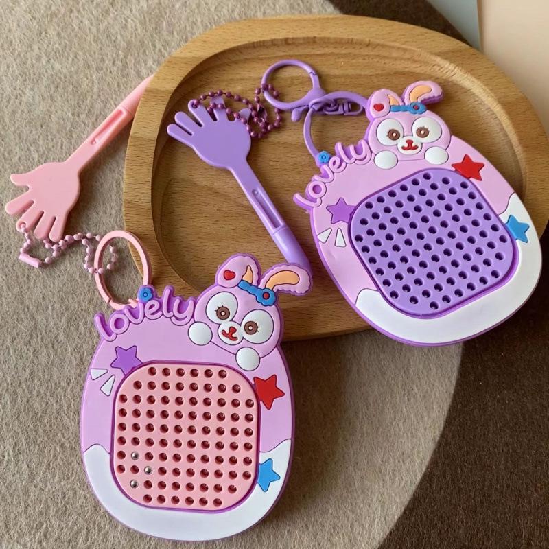 Magnetic Steel Ball Drawing Board Keychain - Cute Backpack Pendant or Car Key Accessory Gift.