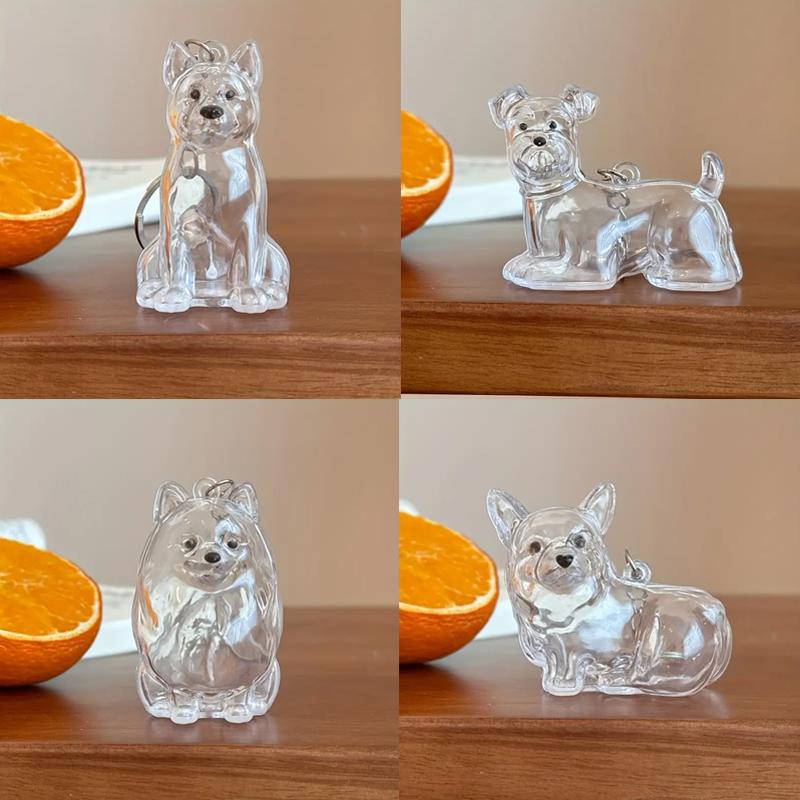 1PC Transparent Design DIY Widgets Pet Display Keychains Gifts For Dog Lovers Pet Hair Storage Cute Bag Pendants Funny 8 Styles