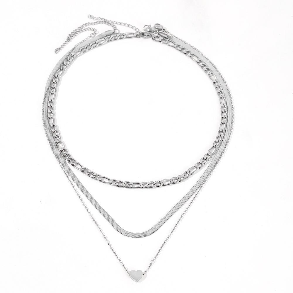 18K Gold Plated Multi-Layer Heart Pendant Stainless Steel Necklace