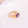 Fashion Purple Zircon Sugar Cube Ring Female Niche Does Not Fade Stacked High-end Ring Titanium Steel Plating