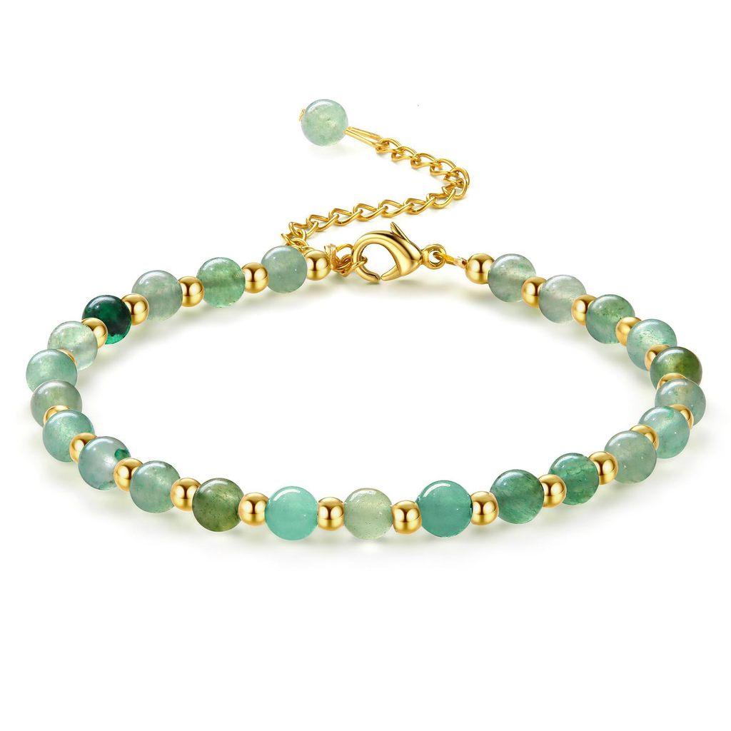 Geometric Pink Crystal Beaded Bracelet With Adjustable Gold Chain For Women Jewelry Gift