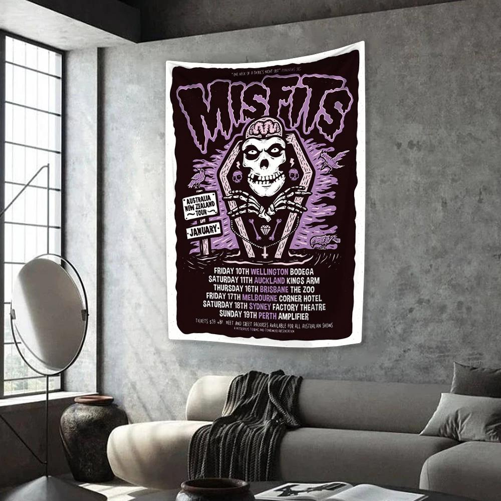 

Рок-н-ролльная музыка Гобелен Панк-группа Misfits Печать Украшение для дома Настенный декор для спальни в общежитии Концертный декор 74x94cm(29x37in)