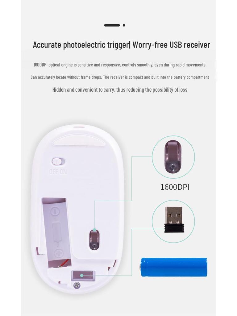 Rechargeable Dual-Mode Bluetooth Mouse for Tablet and Laptop: 2.4G Wireless for Office and Home Use