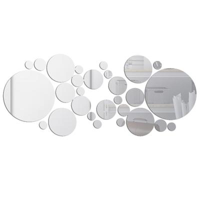 30PCS Mirror Wall Decals Round Circle Wall Stickers Removable Acrylic Decorative Mirror DIY HomeDecorations
