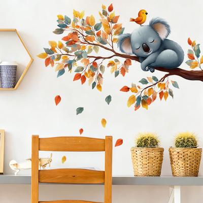 Cute Koala Self Adhesive Wall Sticker for Bedroom Living Room Study Background Home Renovation Decor
