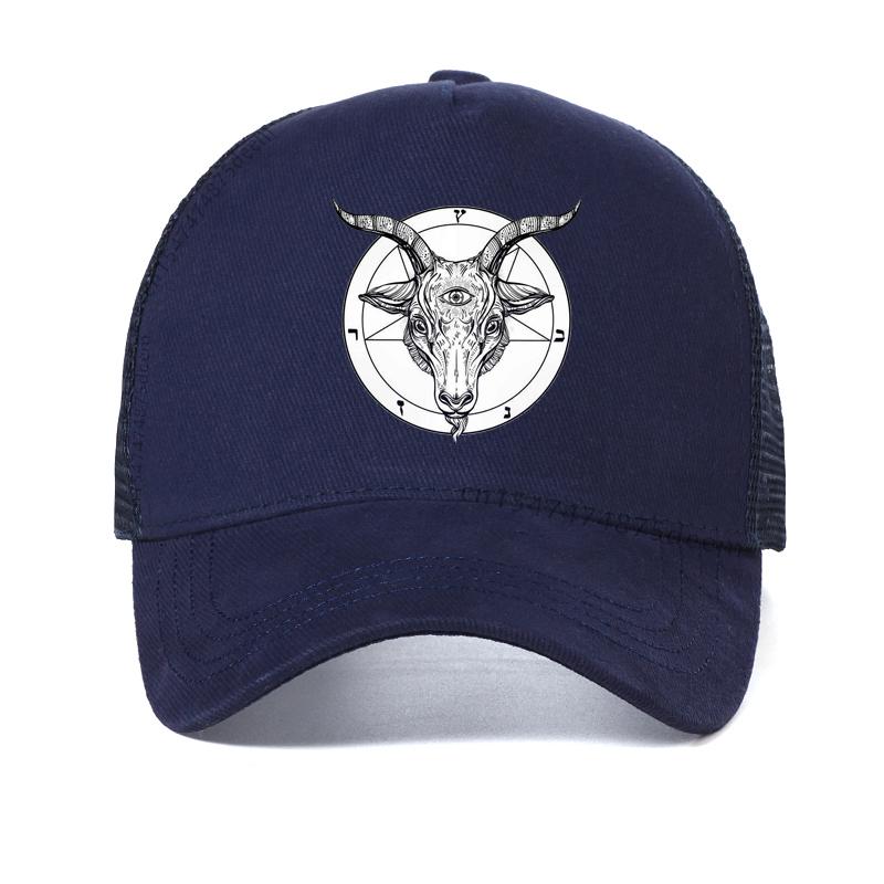 Roman Catholic Church knights Templar pentagram Baphomet Satan printing baseball cap Summer Mesh breathable trucker hat gorras