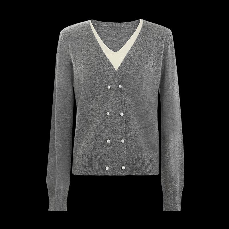 TaTu Women's Casual V-Neck Long Sleeve Knit Sweater