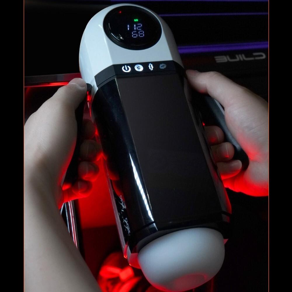 Männlicher Masturbator Becher Stoßender Saugender Vibrator Doppelte Griffe Penis Pumpe Taschentasche App-Steuerung Penis Trainer Sexspielzeug für Männer