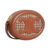 Celine Triomphe Logo Embossed Oval Fabric And Leather Mooncake Bag Wallet Crossbody Shoulder Bag Women Bags Brown 10I702EQH-14ML