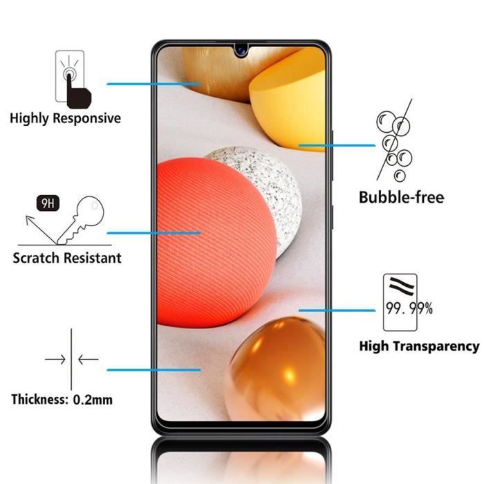 Film de protection - VCOMP - Samsung Galaxy A42 5G - Pack de 2 - Verre Trempé - Résistant aux rayures