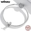 WOSTU Original Oxidized Realistic Motorcycle 925 Sterling Silver Beads Fit Bracelet Bangle Fine Jewelry