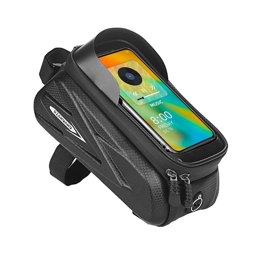 Waterproof Hard Shell Mountain Bike Top Tube Bag with Touch Screen Phone Holder