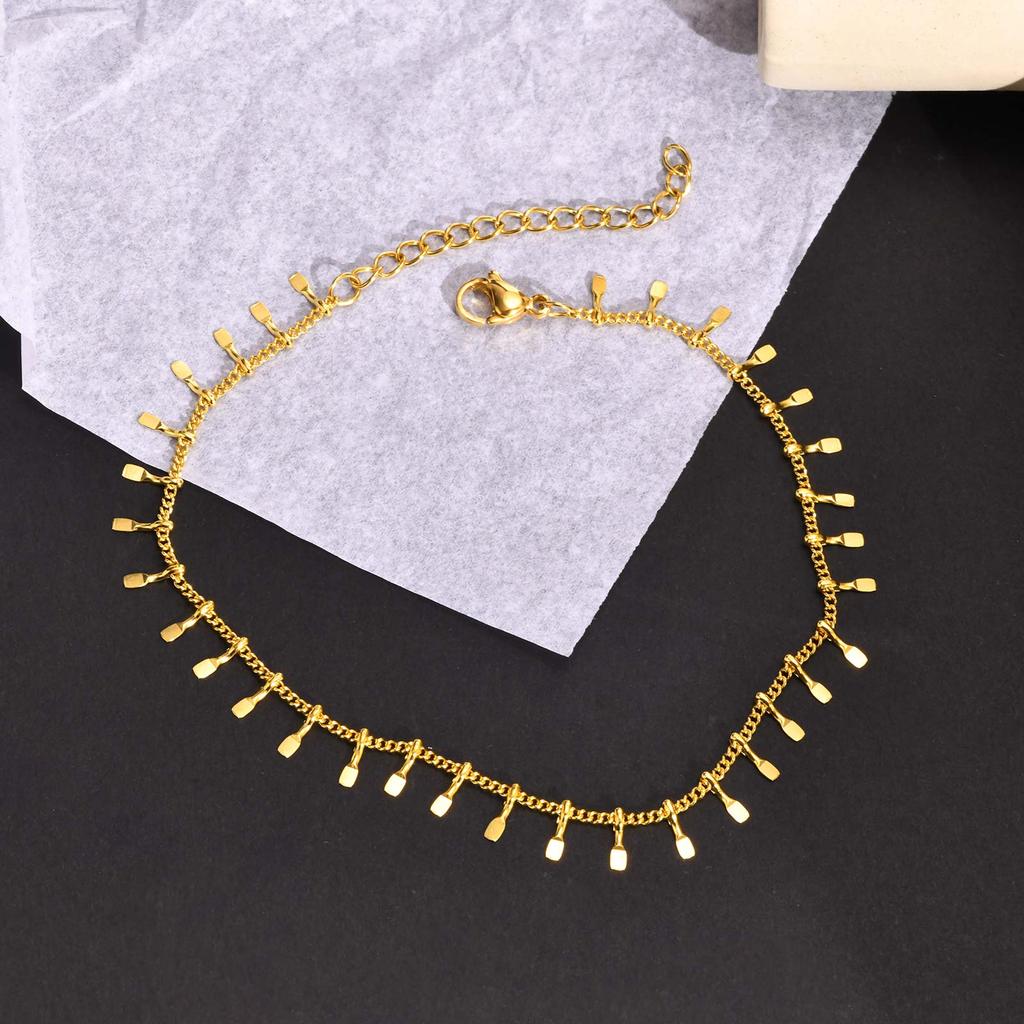 Colored Bohemia Anklet for Women,Gold Plated Stainless Steel Chain Anklets,Summer Beach Jewelry Gift