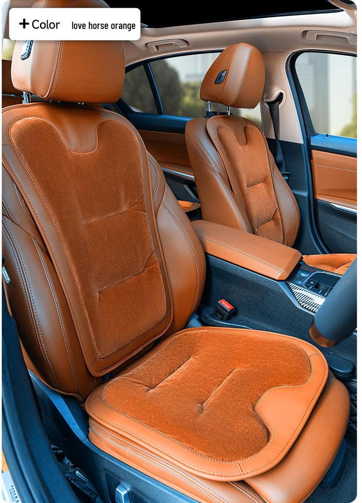 Universal Thickened Flannel Car Seat Cushion Set for All Seasons (3-Piece)