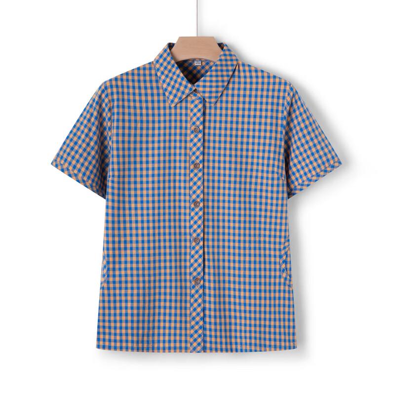 Women's Summer Loose Plaid Short Sleeve Shirt