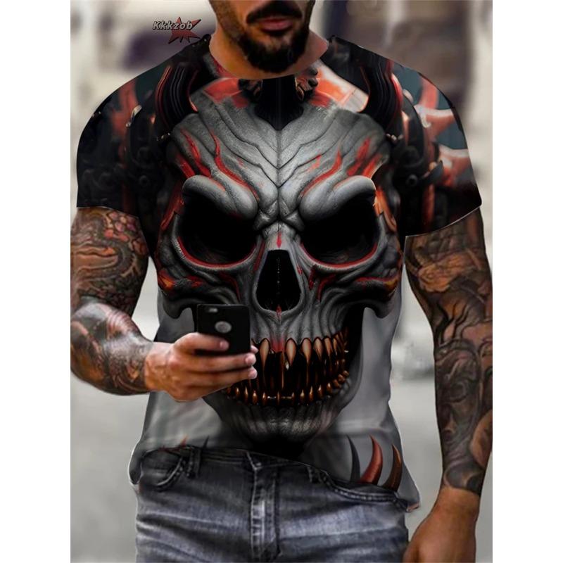 

Horror Skull 3D Pattern Print Tees Men s Summer Clothes Men T Shirts Short Sleeve Tee Harajuku Clothes Tees Short Sleeve Tops 5XL