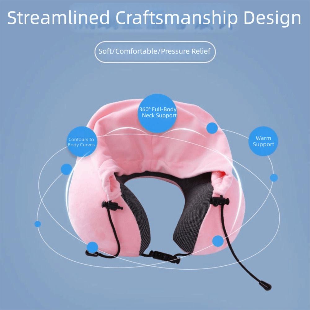 Soft Sponge U-shaped Neck Pillow Removable Cover Neck Pillow with Cap  Portable Travel