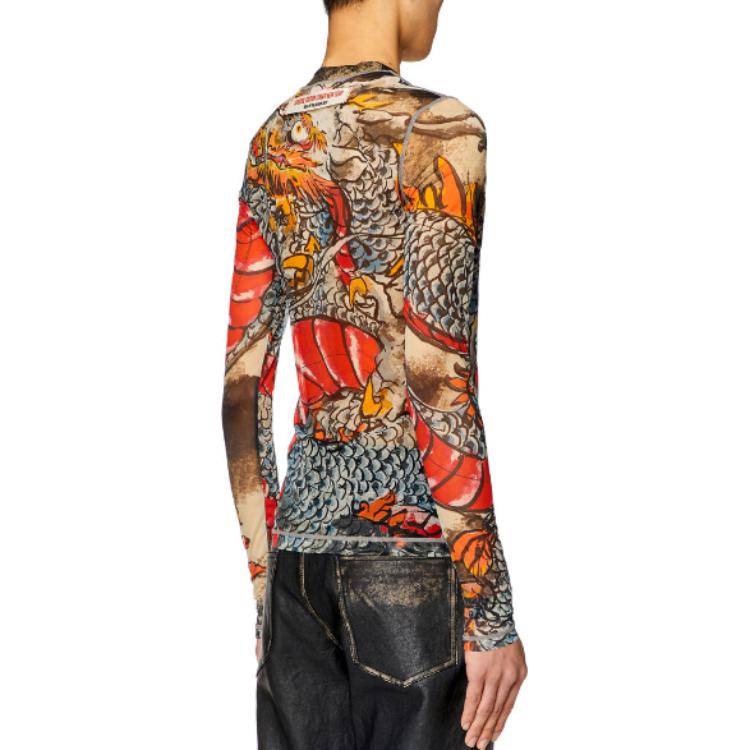 DIESEL SS24 T Shirt Unisex Beige Red Year Of The Dragon Limited Edition P012950SPAL-9XXA