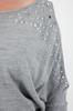 Women's Fashion Stylish Plus Size Sweater Gray Melange Low Shoulder Stone Knitwear Sweater
