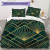 Deco Golden Fan Pattern Bedding uilt Set uilt Cover Pillowcase Home Decoration Birthday Gift (1 * duvet cover + 2 * pillowcase without core)