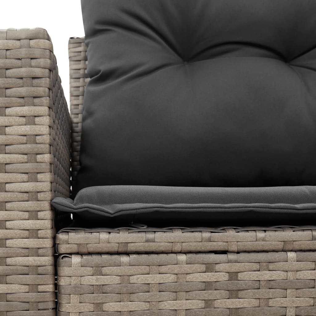 Vidaxl Garden Sofa With Cushions, 2-Seater, Grey, Poly Rattan